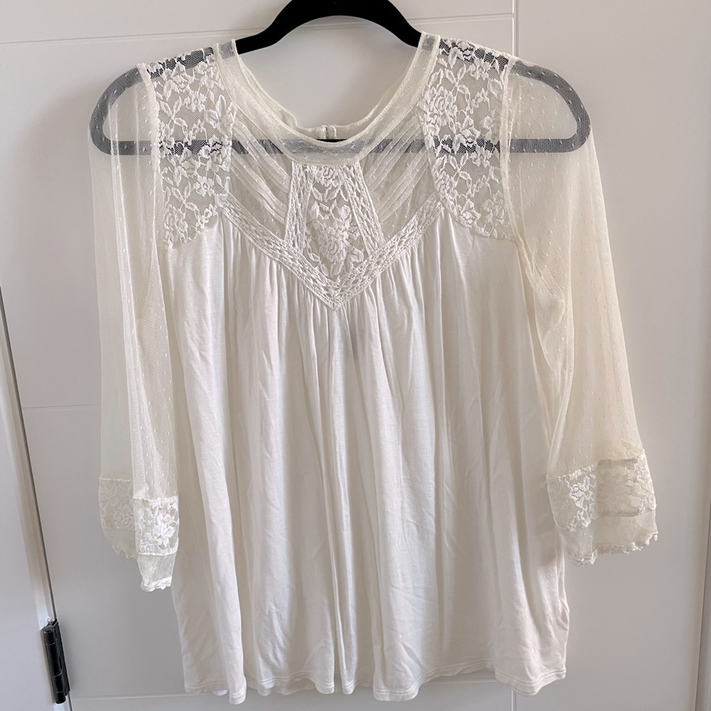 Ivory white lace Express shirt